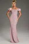 Jovani 38112 Long Fitted Formal Ruffled Sleeve Evening Dress In Pink