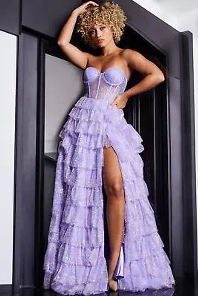Pre-owned Jovani 38165 Evening Dress Lowest Price Guarantee Authentic In Iridescent/white