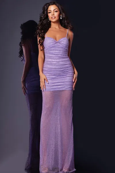 Jovani 38188 Beaded Long Formal Fitted Prom Dress In Purple