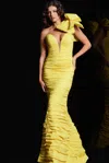 Jovani 38240 Long Mermaid Pleated Formal Prom Dress In Yellow
