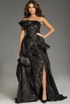 Jovani 38265 A Line Formal Ruffled Evening Long Dress In Black
