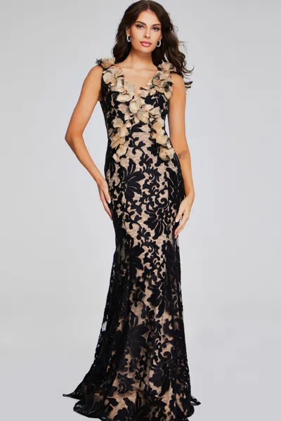 Jovani 38497 Lace Fitted Formal Long Mermaid Evening Dress In Black