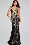 Jovani 38497 Lace Fitted Formal Long Mermaid Evening Dress In Black