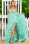 Jovani 38606 Prom Long Formal Pleated Ball Gown In Green