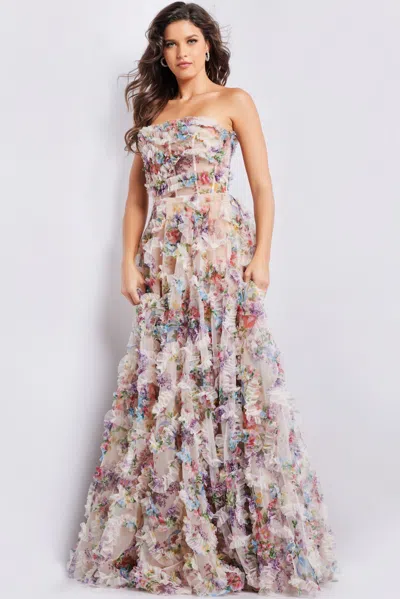 Jovani 38650 Long Formal Print Prom Dress In Multi