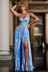 Jovani 38722 Sleeveless Long Formal Dress In Blue