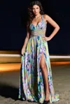Jovani 38733 Prom Long Formal Floral Maxi Dress In Multi