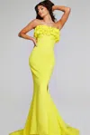 Jovani 38922 Long Mermaid Fit Formal Ruffled Evening Dress In Yellow