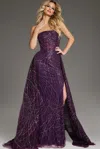 Jovani 39029 A Line Formal Long Sequin Evening Prom Dress In Purple