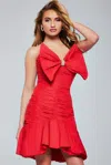 Jovani 39091 Short Pleated Cocktail Dress In Red