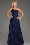Jovani 39224 A Line Formal Long Floral Lace Evening Prom Dress In Blue