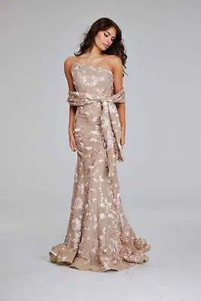 Pre-owned Jovani 39267 Evening Dress Lowest Price Guarantee Authentic In Champagne