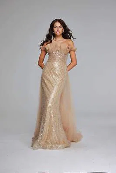 Pre-owned Jovani 39389 Evening Dress Lowest Price Guarantee Authentic In Light Brown
