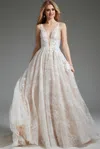 Jovani 39435 Long A Line Beaded Wedding Dress In Multi