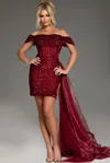 Jovani 39632 Short Sequin Mini Formal Prom Dress In Red