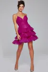 Jovani 39655 A Line Ruffle Short Cocktail Dress In Pink
