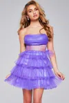 Jovani 39666 Homecoming Short Sequin Corset Cocktail Dress In Purple