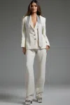 Jovani 39726 Long Beaded Blazer Top Formal Pant Suit In White