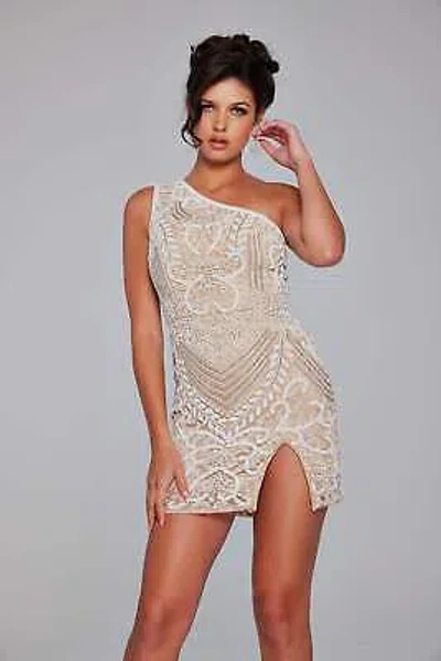 Pre-owned Jovani 39896 Evening Dress Lowest Price Guarantee Authentic In Nude/white