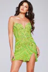 Jovani 40003 A Line Short Homecoming Sequin Cocktail Dress In Green