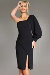 Jovani 40033 Short Cocktail Fitted Midi Dress In Black