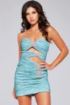 Jovani 40173 Short Homecoming Beaded Mini Cocktail Dress In Blue