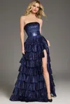 Jovani 40199 Prom Sequined Long Tiered Formal Dress In Blue