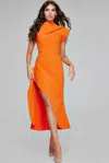Jovani 40300 Short Mermaid Fit Midi Length Cocktail Dress In Orange