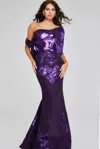 Jovani 40318 Long Metallic Mermaid Evening Formal Prom Dress In Purple