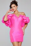 Jovani 40378 Short Homecoming Mini Ruffle Cocktail Dress In Pink