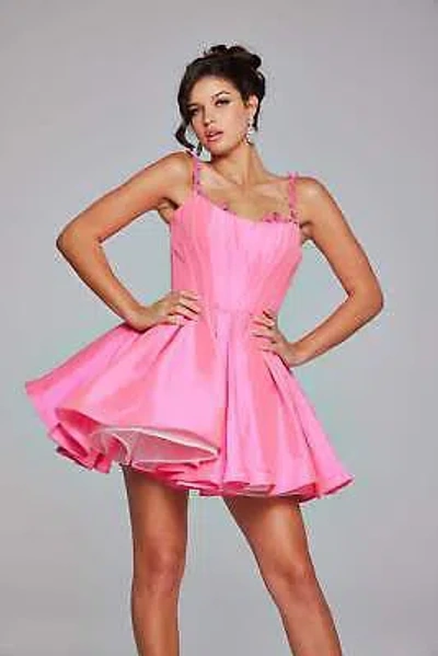 Pre-owned Jovani 40379 Evening Dress Lowest Price Guarantee Authentic In Neon Pink