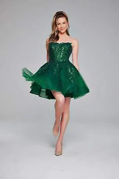 Pre-owned Jovani 40385 Evening Dress Lowest Price Guarantee Authentic In Emerald