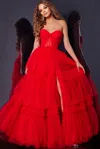 Jovani 40466 Prom Ball Gown Long Formal Corset Prom Dress In Red