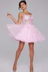 Jovani 40501 A Line Short Sequin Cocktail Dress In Pink