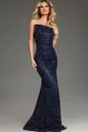 Jovani 40608 Long Formal Mermaid Sequin Prom Dress In Blue