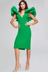 Jovani 40662 Midi Ruffle Cocktail Dress In Green