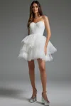 Jovani 41054 Homecoming Short A Line Ruffled Cocktail Dress In White