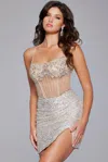 Jovani 41090 Fitted Homecoming Beaded Sequin Cocktail Dress In Gray