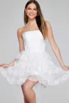Jovani 41150 Short A Line Homecoming Sequin Cocktail Dress In White