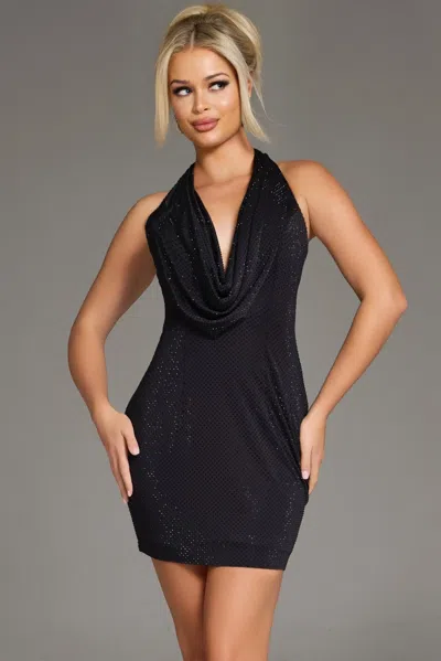 Jovani 41197 Fitted Short Cocktail Mini Dress In Black