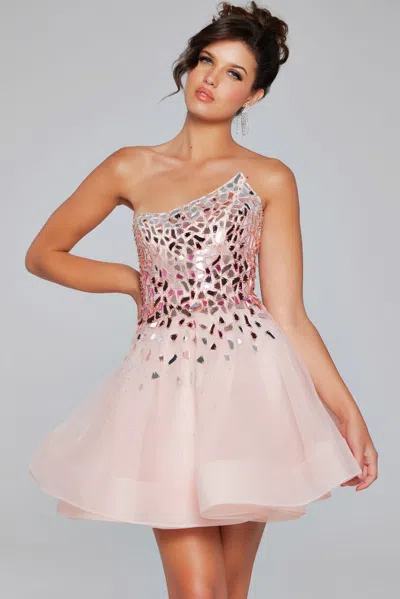 Jovani 42282 Prom Homecoming Short Beaded Cocktail Dress In Neutral