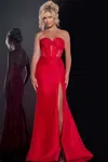 Jovani 42375 Prom Long Mermaid Pleated Formal Dress In Red