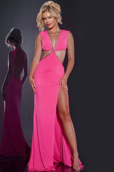 Jovani 42675 Prom Long Beaded Fitted Formal Dress In Pink