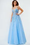 Jovani 4271 Long Ball Gown Lace Prom Dress In Blue