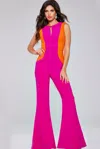 Jovani 42801 Long Fit Formal High Neck Jumpsuit In Pink