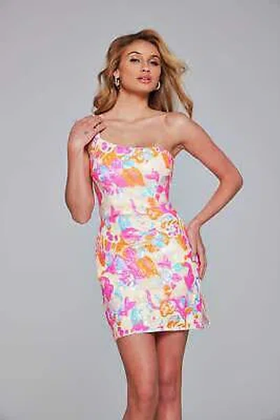 Pre-owned Jovani 42996 Evening Dress Lowest Price Guarantee Authentic In Orange/fuschia