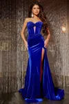 Jovani 43066 Long Formal Velvet Mermaid Prom Dress In Blue