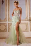 Jovani 43189 Long Formal Beaded Corset Prom Dress In Green