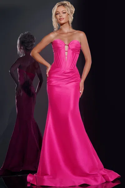 Jovani 43350 Long Layered Corset Gown Formal Prom Dress In Pink