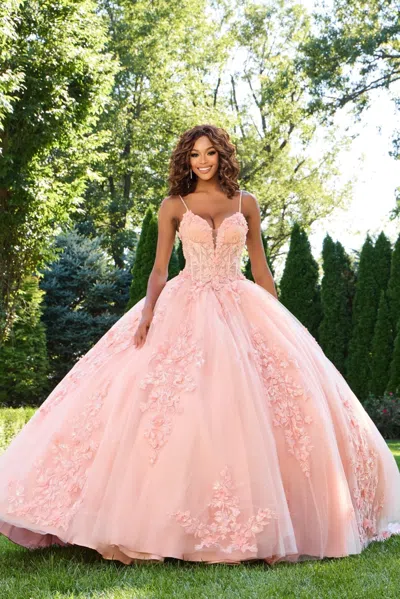 Jovani 43431 Long Ball Gown Floral Quinceanera Dress In Pink